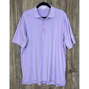 Peter Millar Summer Comfort Purple Golf Polo Shirt Mens L Golf Logo On Sleeve